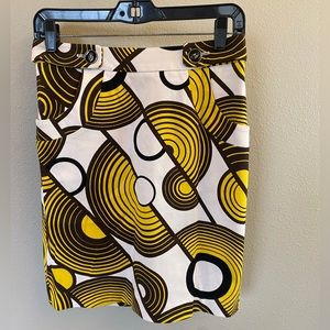 Women’s brown, yellow & white patterned skirt